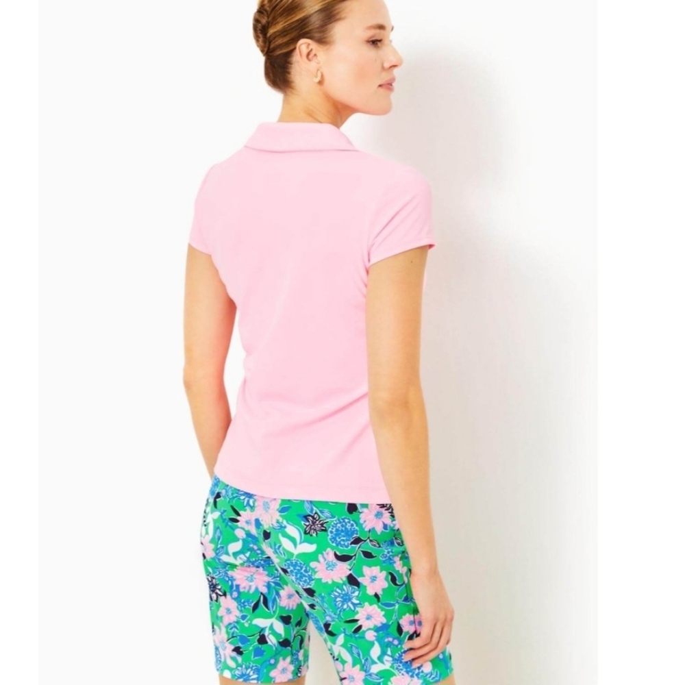 Lilly Pulitzer Luxletic Frida Scallop Polo Conch Shell Pink - L - Picture 4 of 16